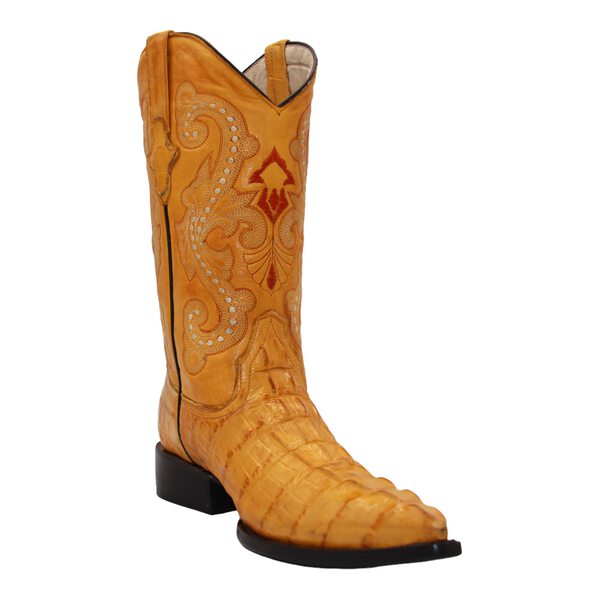 #66 Crocodile Pointed Elegant Western Boot with Orange/Butter/Black Detail Crocodile Print Western Boots J-Toe Buttercup main image 4