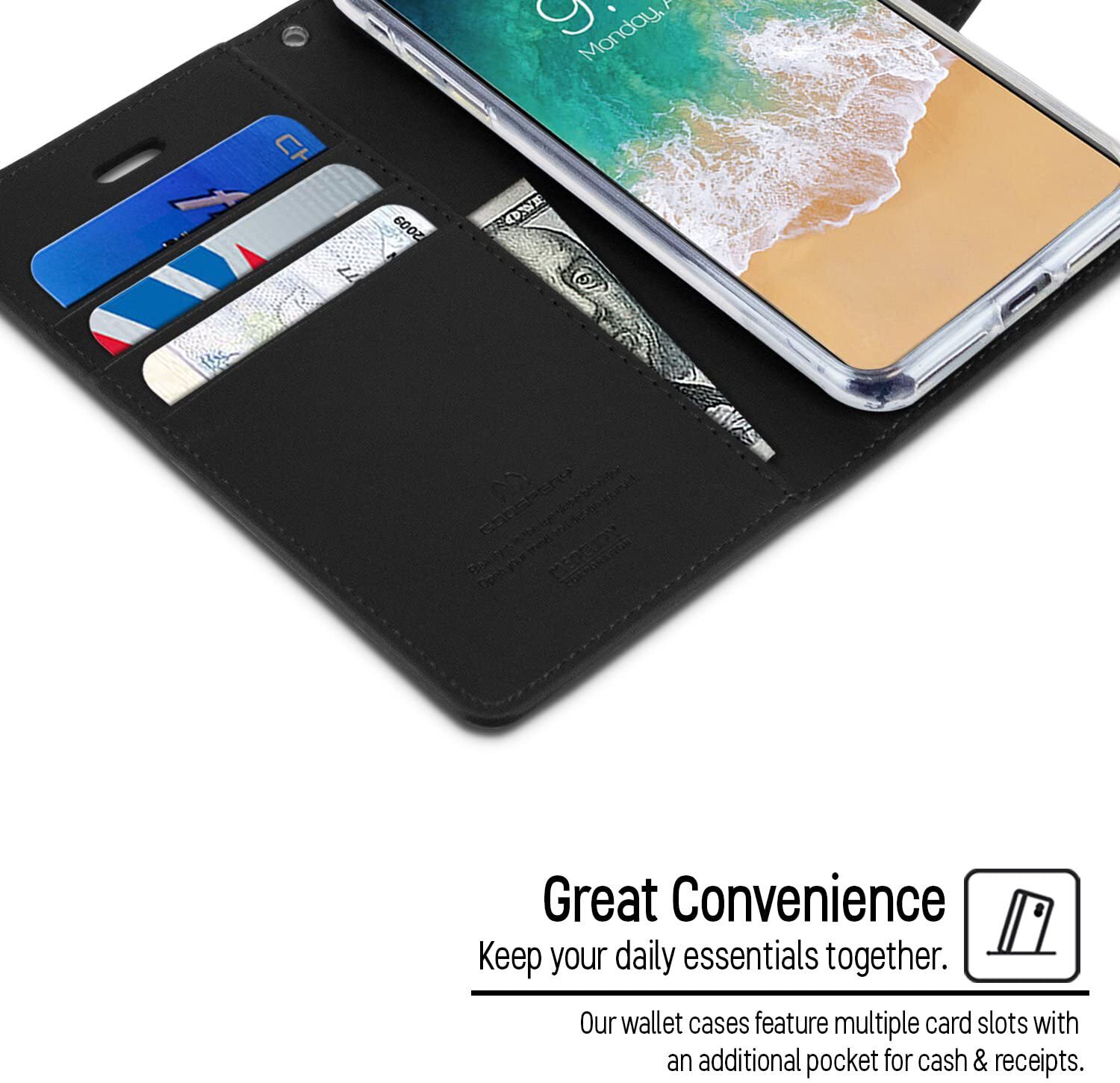 Estuche tipo billetera diario Mercury Goospery Sonata con ranuras para tarjetas para iPhone 13 Pro Max - Imagen 19 de 24