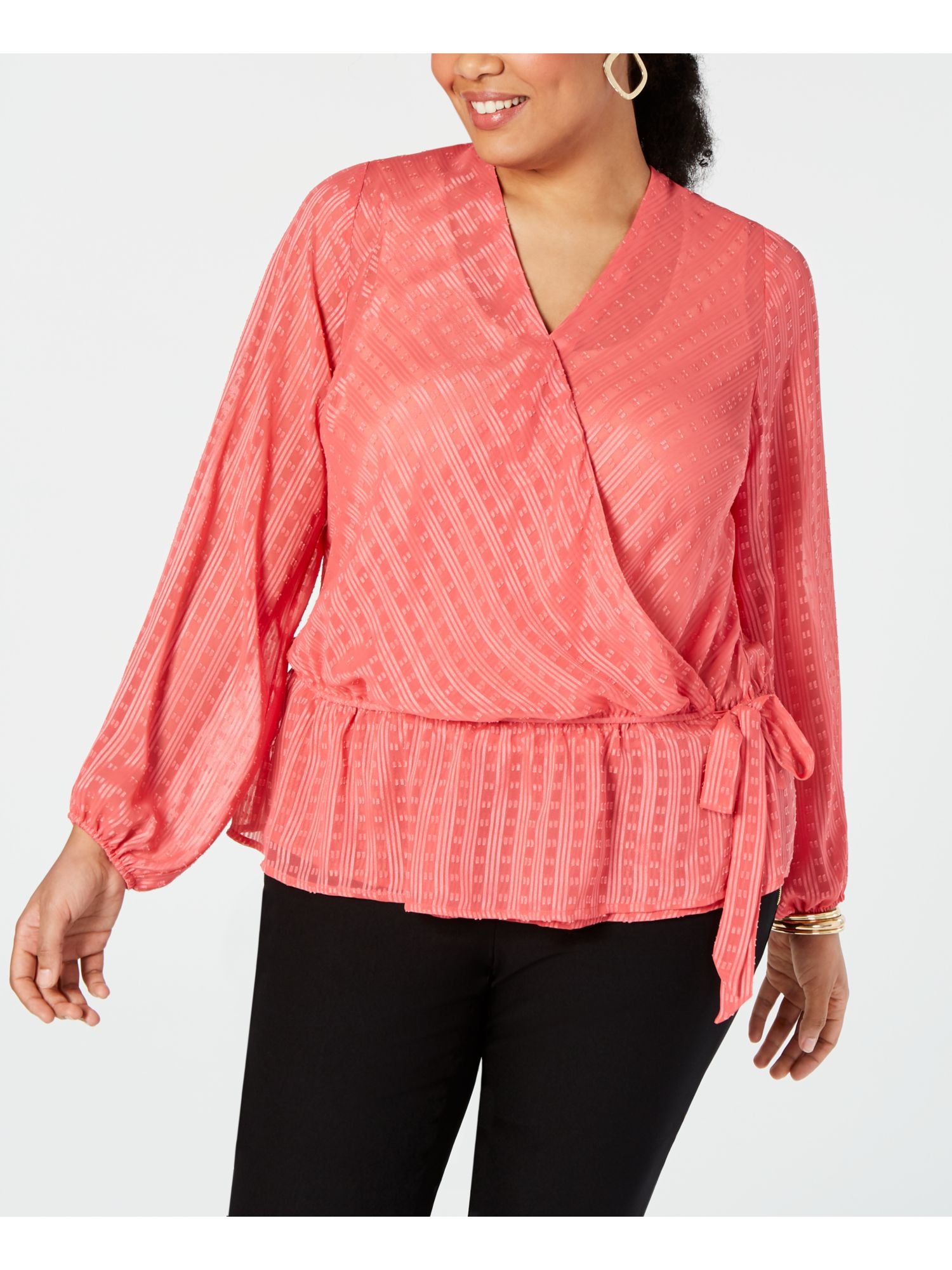 long sleeve v neck wrap top