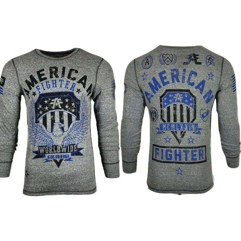 American Fighter Men S L S T Shirt Elmhurst Thermal Athletic Biker Ebay