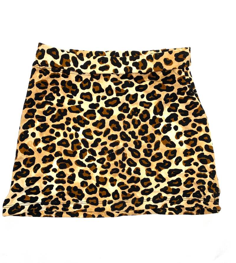 Flowers By Zoe girls beige and black leopard stretch slim mini