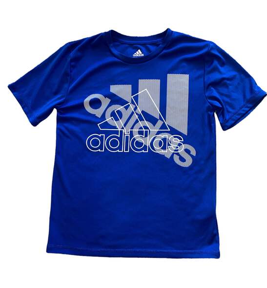 Adidas boys short sleeve royal blue active logo tee in royal blue
