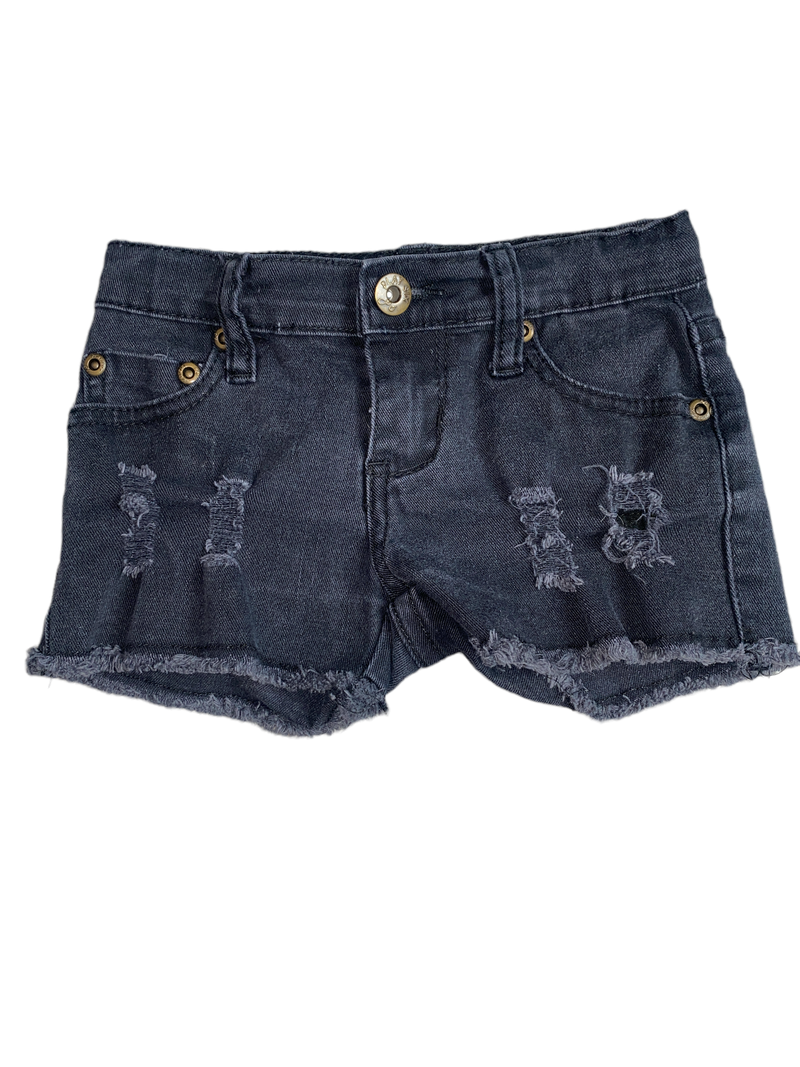 Play six girls washed black distressed denim cutoff