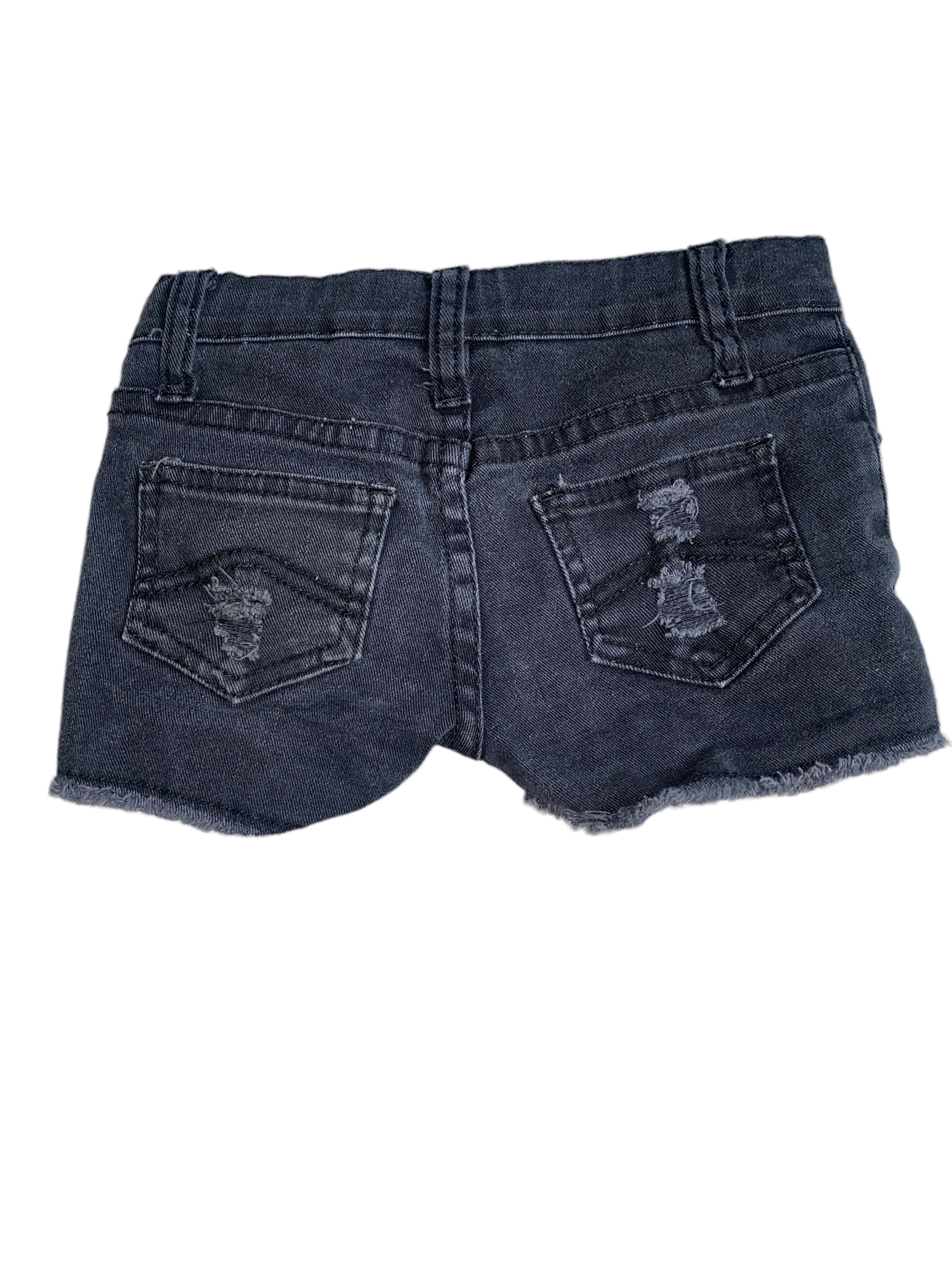 Play six girls washed black distressed denim cutoff