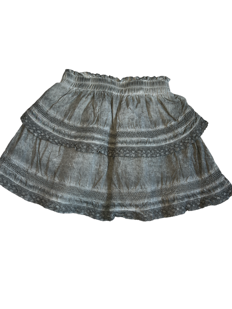 Katie J NYC tween girls gray stone wash crochet tiered