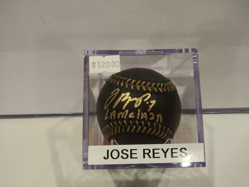 Autographe de joueur signé Jose Reyes modèle chauve-souris bleu Jays