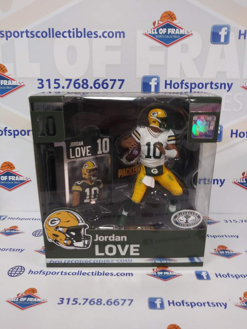 JORDAN LOVE MCFARLANE SPORTSPICKS PLATINUM EDITION WHITE JERSEY
