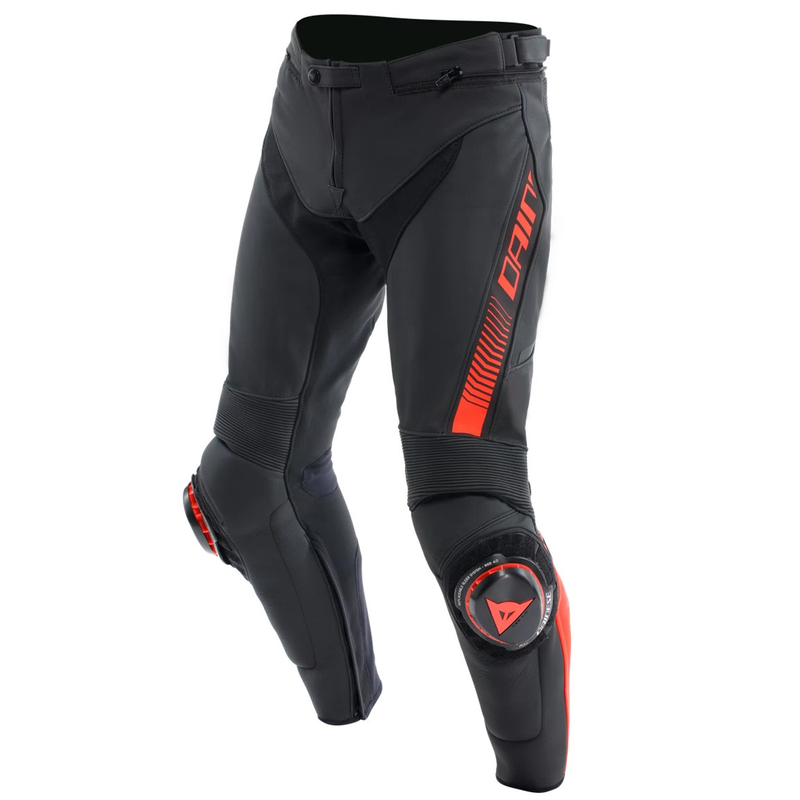 Dainese Super Speed Leather Regular Pants - Black/Flo Red (628