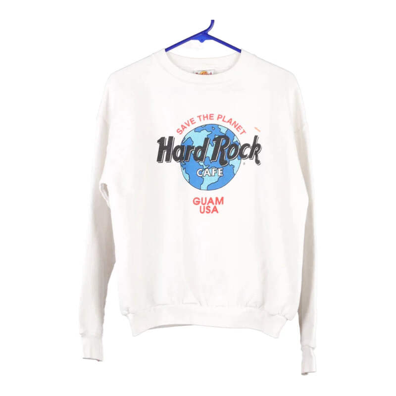 Guam, USA Hard Rock Cafe Spellout Sweatshirt - Medium White Cotton Blend