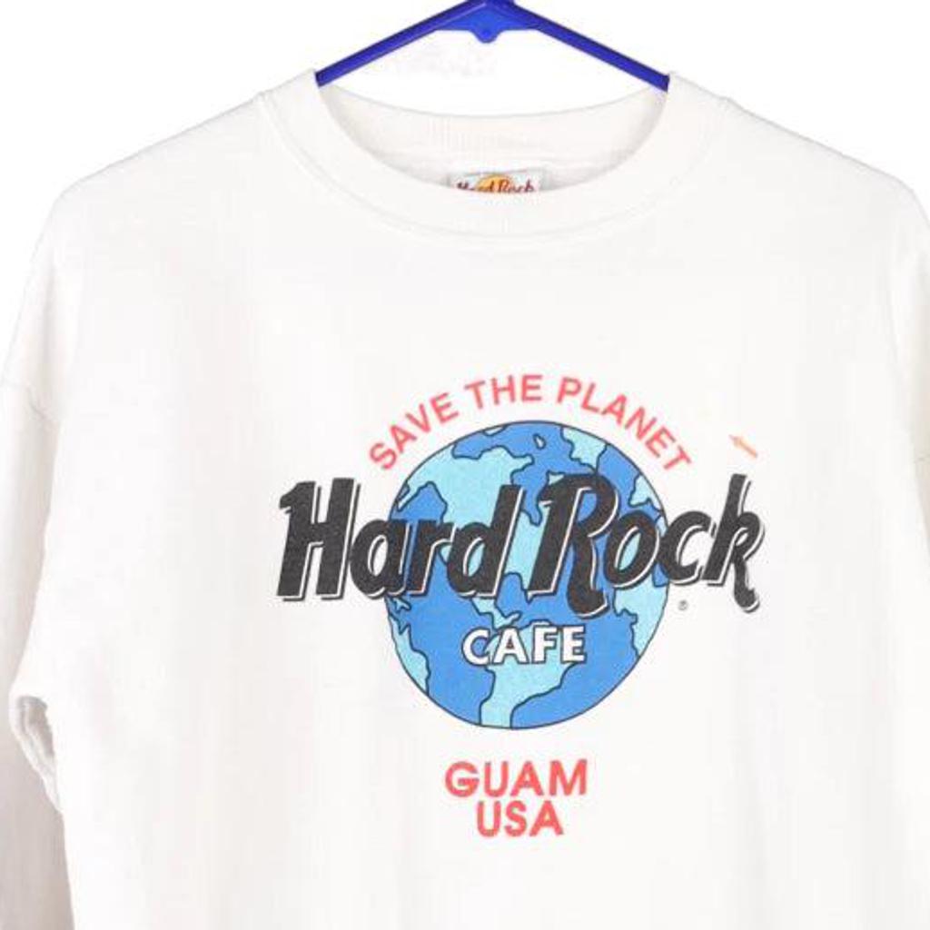 Guam, USA Hard Rock Cafe Spellout Sweatshirt - Medium White Cotton