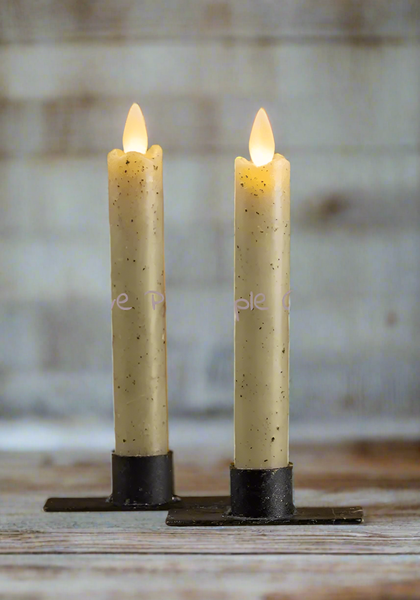 Flickering Flame 6.75 Inch Taper Candle Set of 2 | Antique Farmhouse