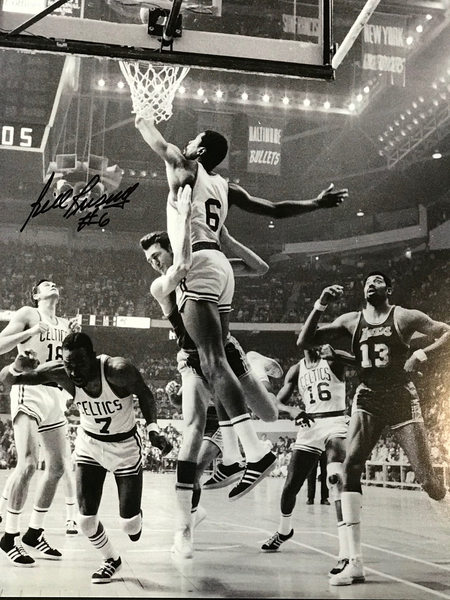 bill russell signed basketball