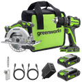 24V Akku Bohrschrauber + Handkreissäge Greenworks Set Brushless + 2x 2Ah Akkus