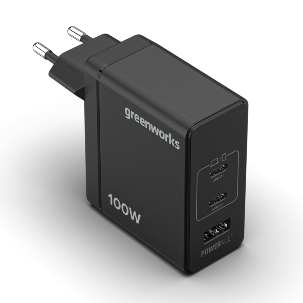 Greenworks 100W USB-C Schnell-Ladegerät 2 USB-C Anschlüsse +1 USB-A Anschluss