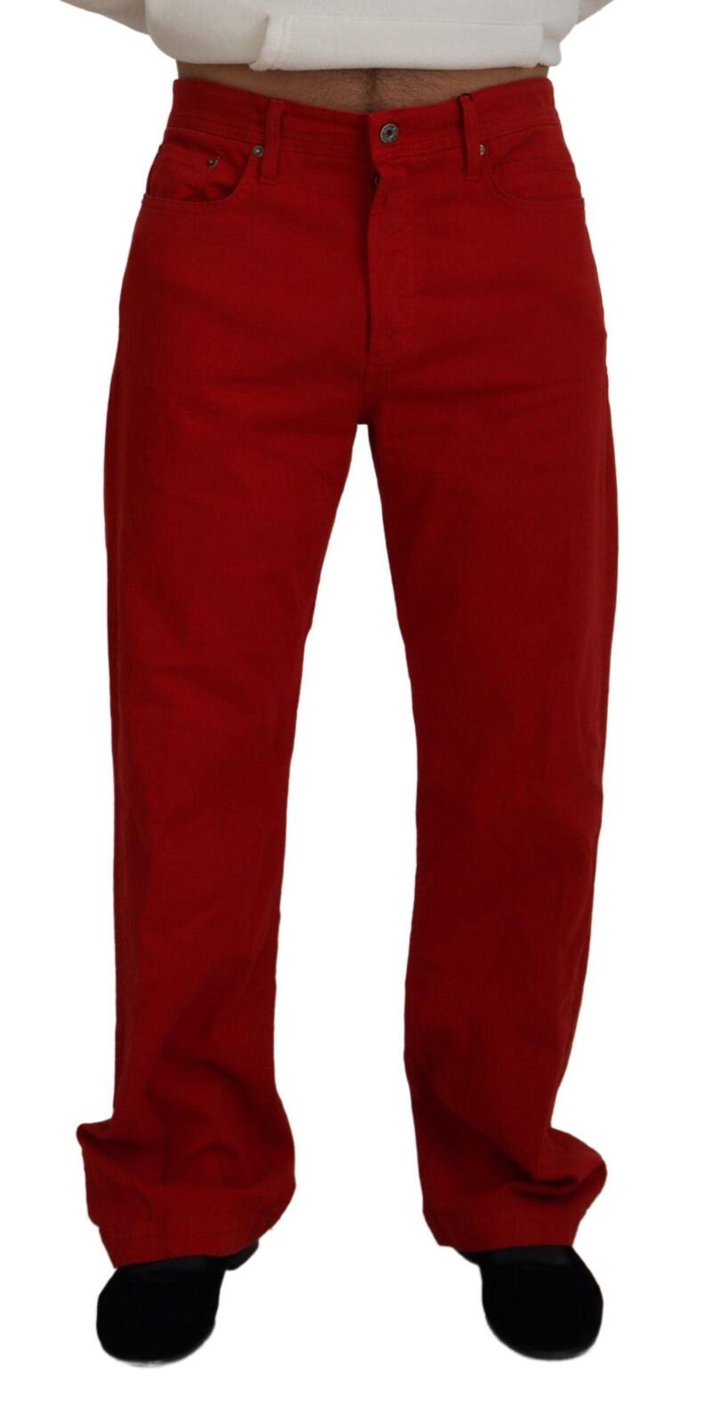 Dolce & Gabbana Red Cotton Straight Fit Men Denim Jeans | eBay