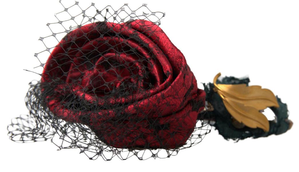 Dolce & Gabbana Red multicolor Rose Silk Crystal Netted Logo Diadem Headband Dolce & Gabbana Red with multicolor Rose Silk Crystal Netted  main image 2
