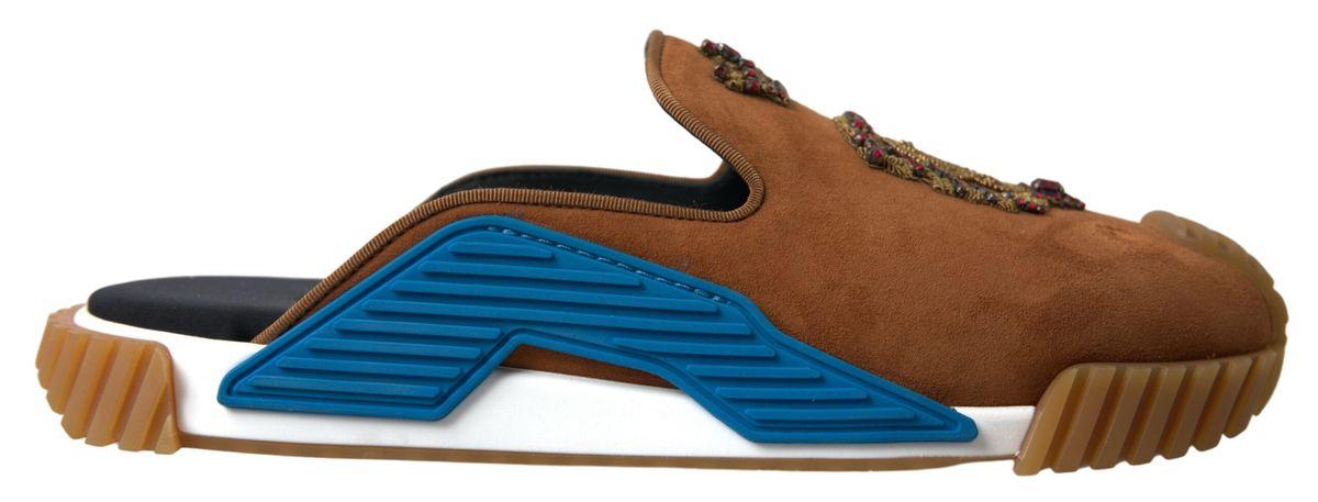 Dolce & Gabbana Brown Suede Crown Logo NS1 Slides Sandals | eBay