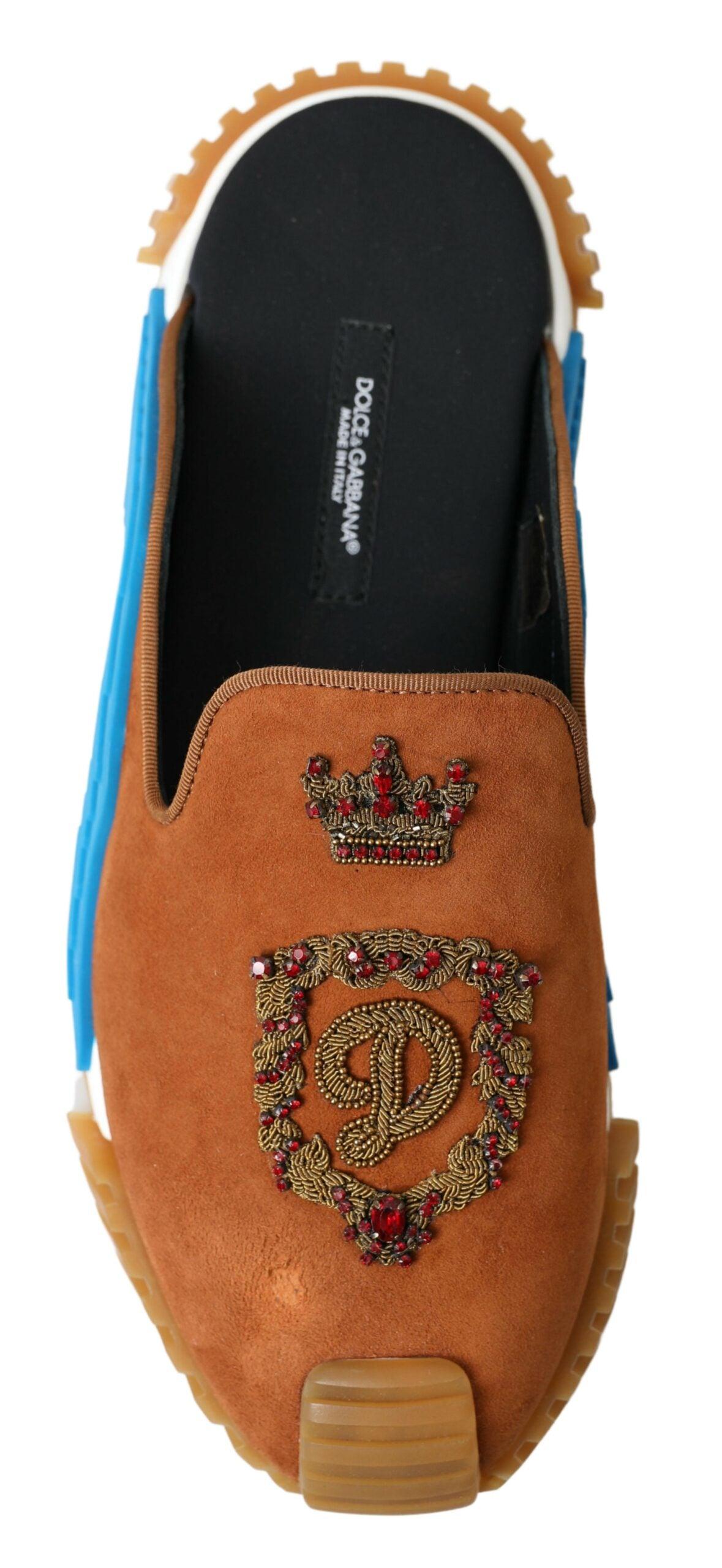 Dolce & Gabbana Brown Suede Crown Logo NS1 Slides Sandals | eBay