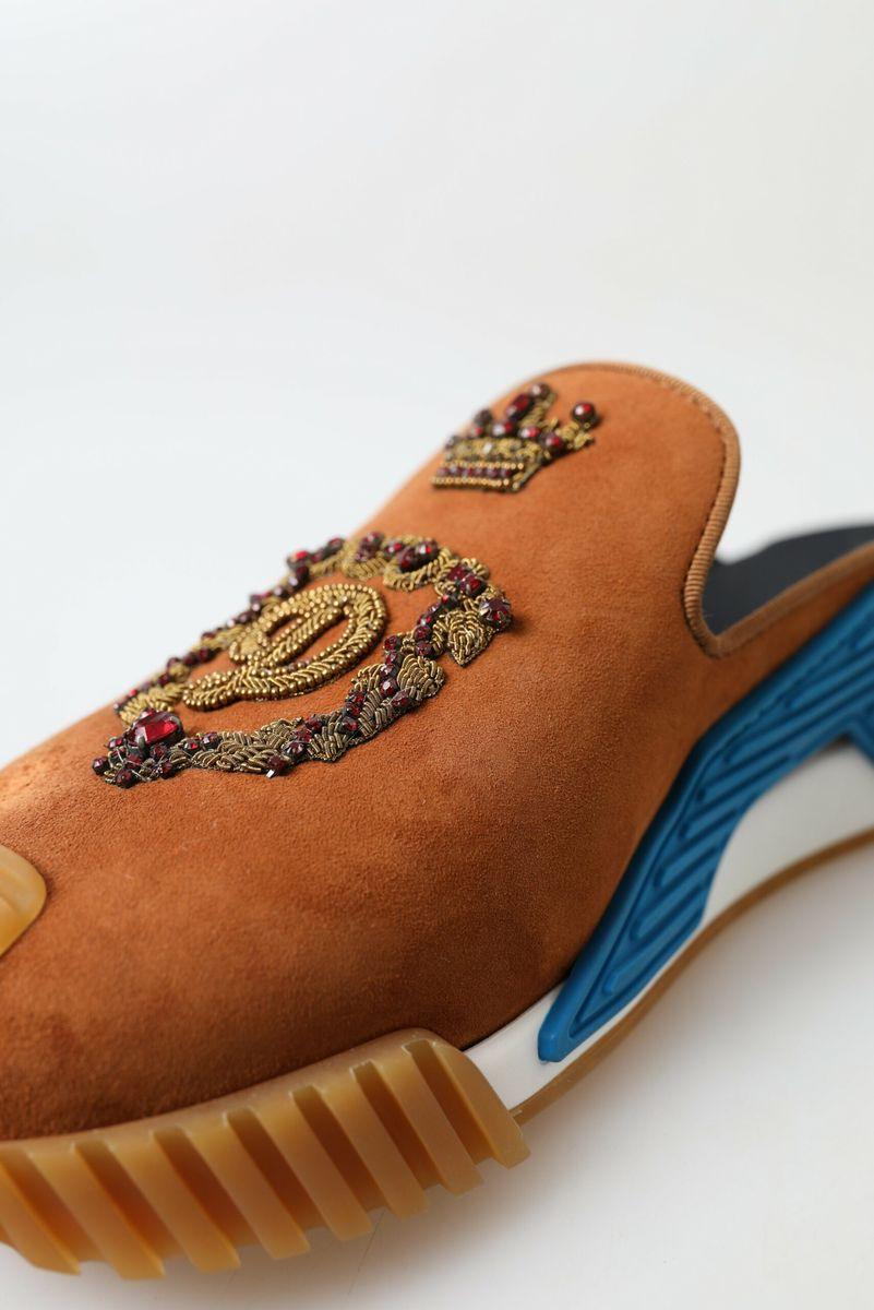 Dolce & Gabbana Brown Suede Crown Logo NS1 Slides Sandals | eBay