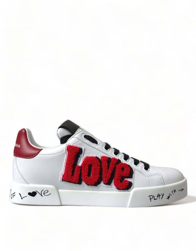 【DOLCE&GABBANA】Portofino パッチ付きカーフスキン スニーカー Calfskin Portofino sneakers with patch in Multicolor for Men