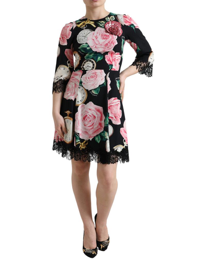 ワンピース Dolce & Gabbana A Line Floral Lace Dress Dolce & Gabbana Black Floral Embellished Lace A-line Dress