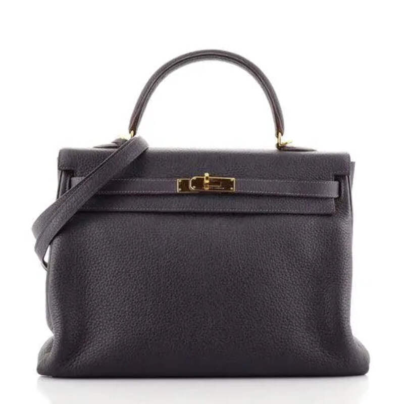 Hermes Kelly 35 Raisin Clemence Gold Hardware | eBay