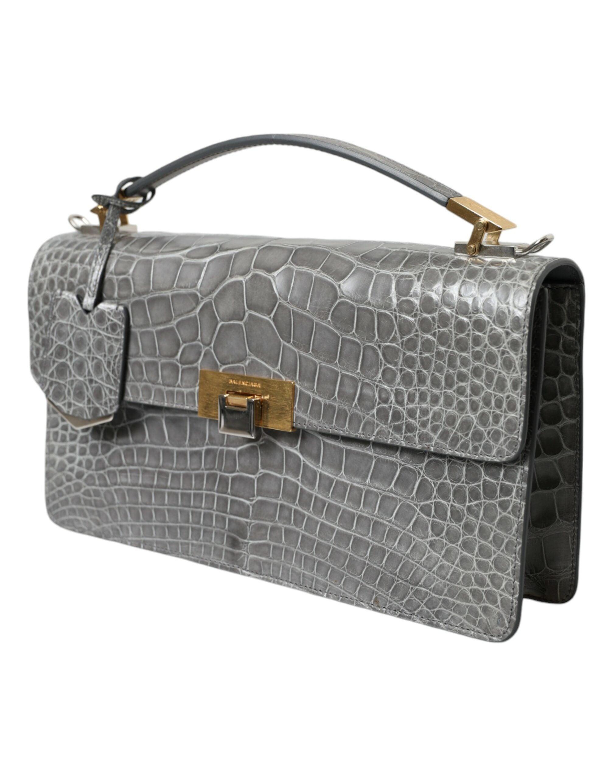 Balenciaga Alligator Leather Medium Shoulder Bag In Gris | eBay