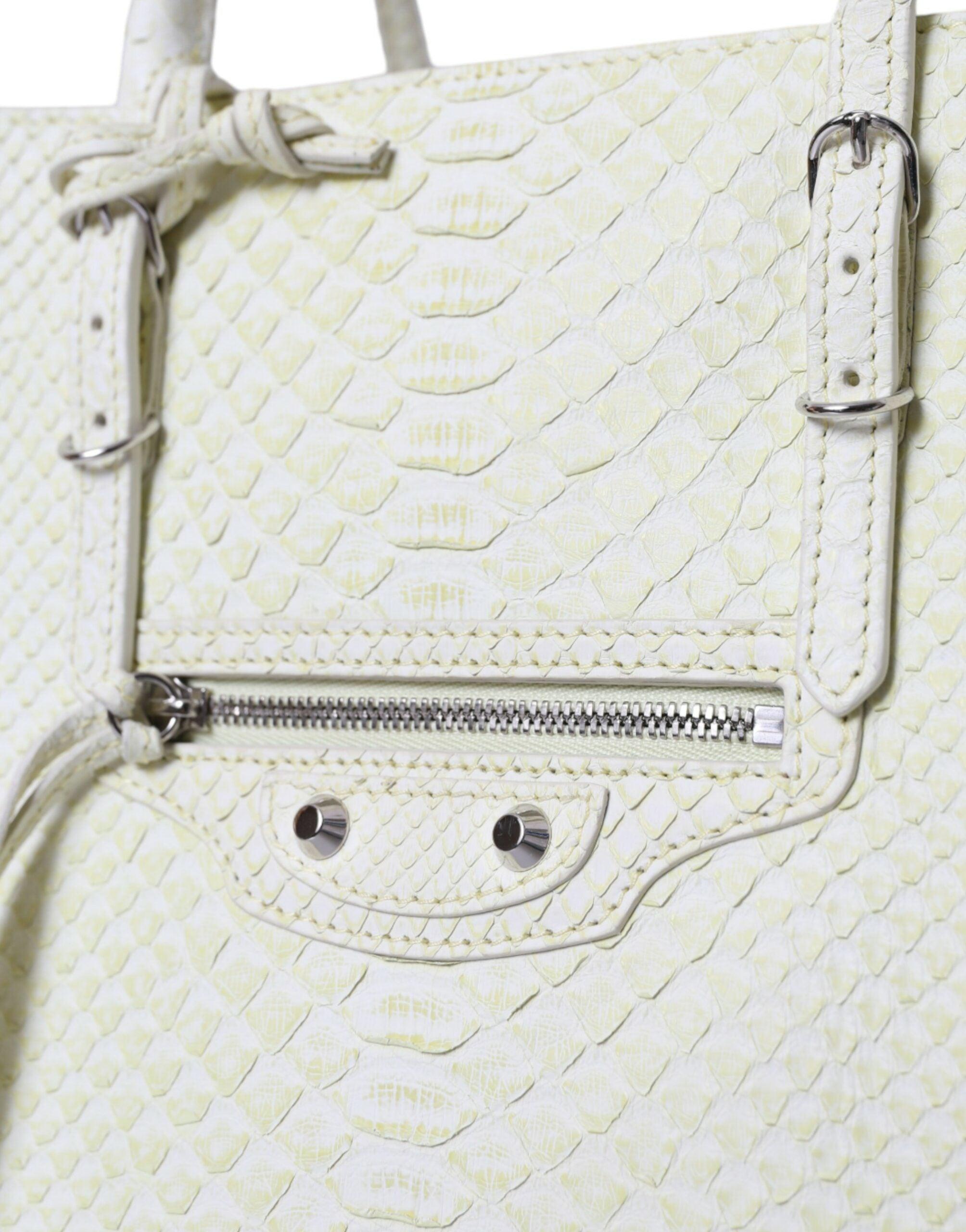 【VIP価格】BALENCIAGA Python Leather Tote White/Yellow Balenciaga Papier A4 Python Leather Tote in White & Yellow