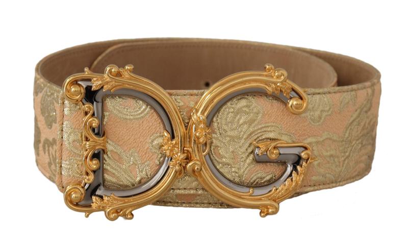 Dolce & Gabbana Gold Wide Waist Jacquard Baroque DG Logo