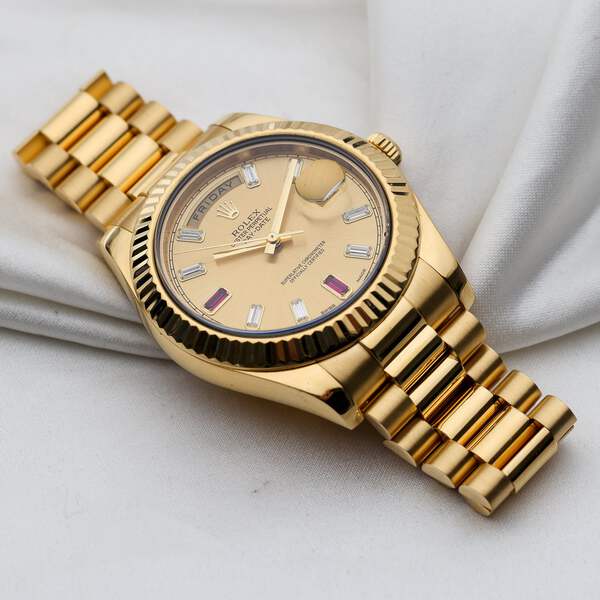 Rolex Day-Date II | REF. 218238 | Diamond & Ruby Baguette Gold