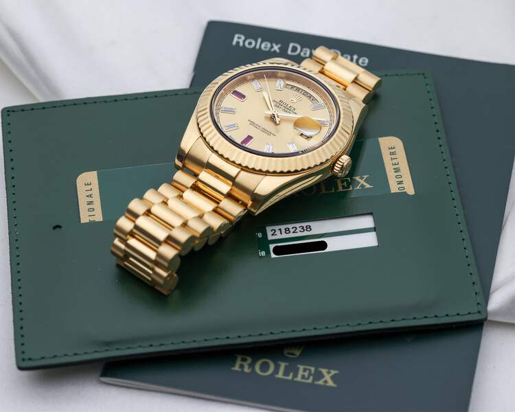 Rolex Day-Date II | REF. 218238 | Diamond & Ruby Baguette