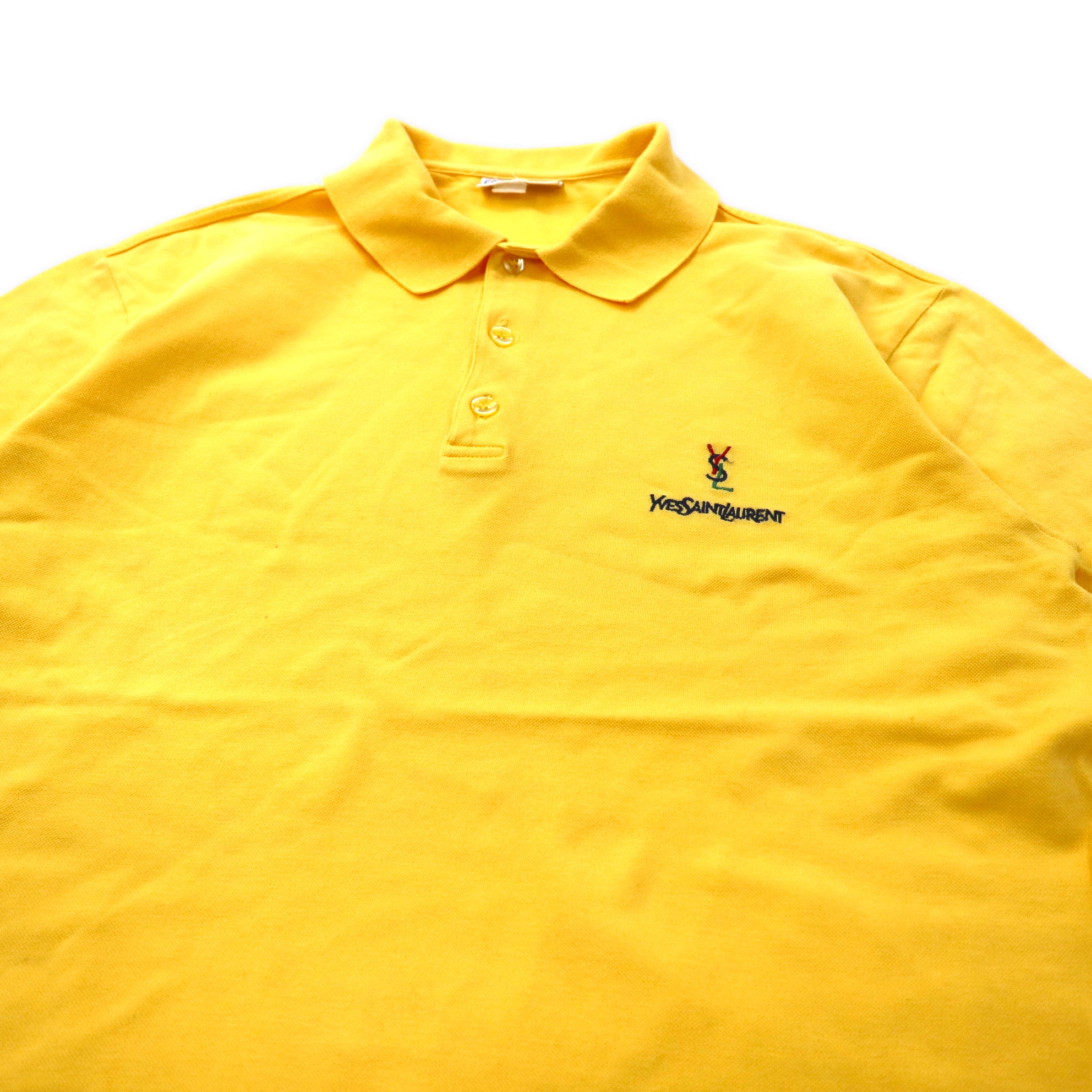 YVESSAINTLAURENT/YSLTシャツ、刺繍入り、黄緑色、F、大きめ 送料無料 YVES SAINT LAURENT イヴサンローラン 薄黄緑 ロゴ刺繍