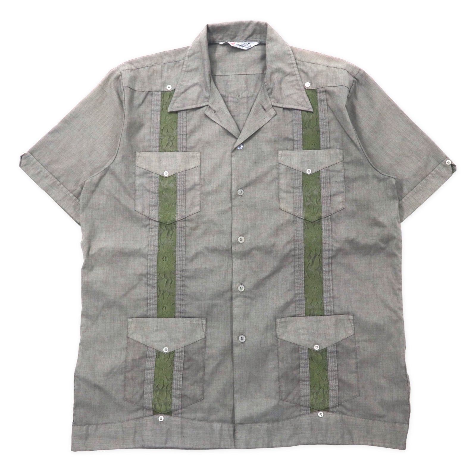 USED〈lame open collar check shirt Italy〉 USED〈lame open collar check shirt Italy〉 OPEN-COLLAR