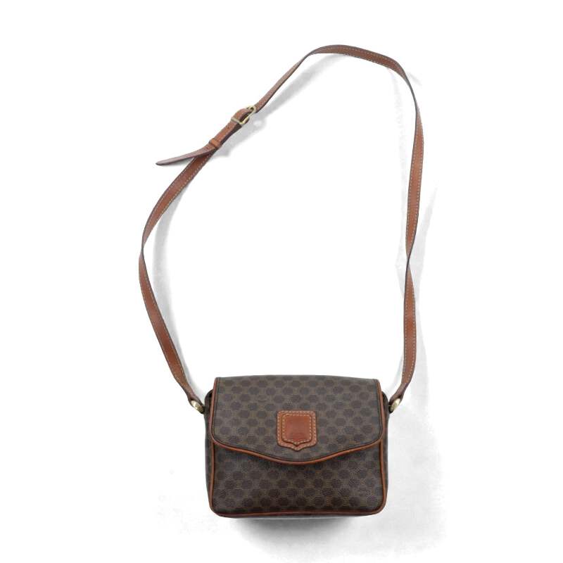 CELINE Macadam Mini Shoulder Bag Brown Leather M08 Vintage CELINE Macadam Mini Shoulder Bag Brown Leather M08 Vintage