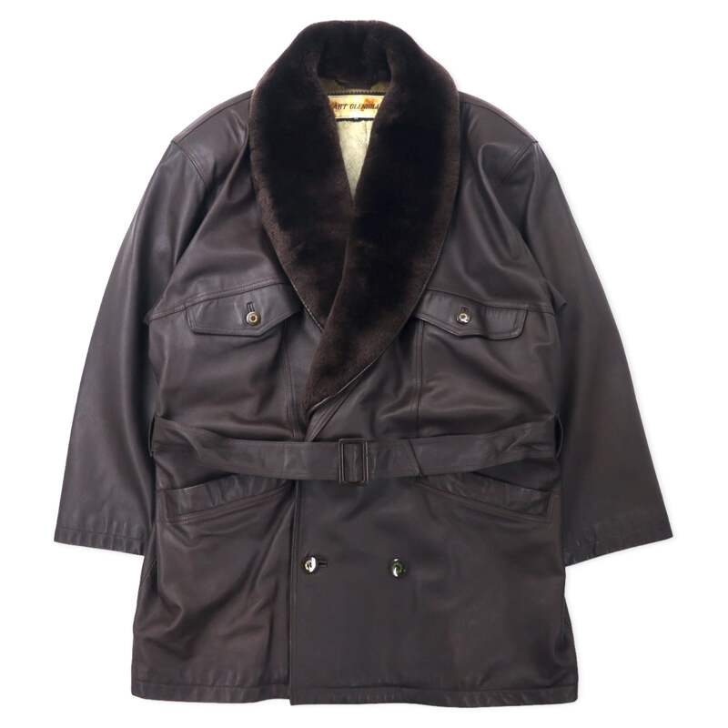ART GLENHILL FOR MEN Shawl COLLAR Lamb Leather COAT M Brown sheep 