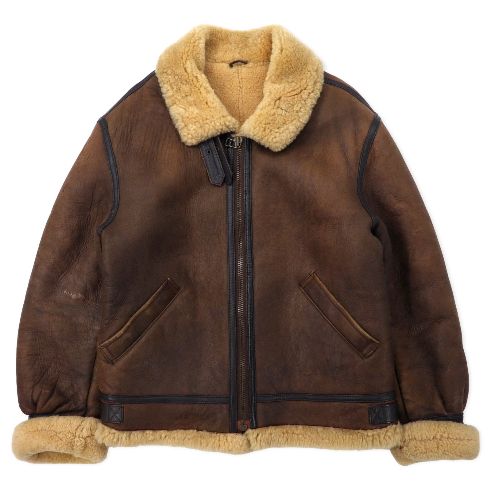 US AIR FORCE B-3 Mouton boa flight jacket L brown sheepskin