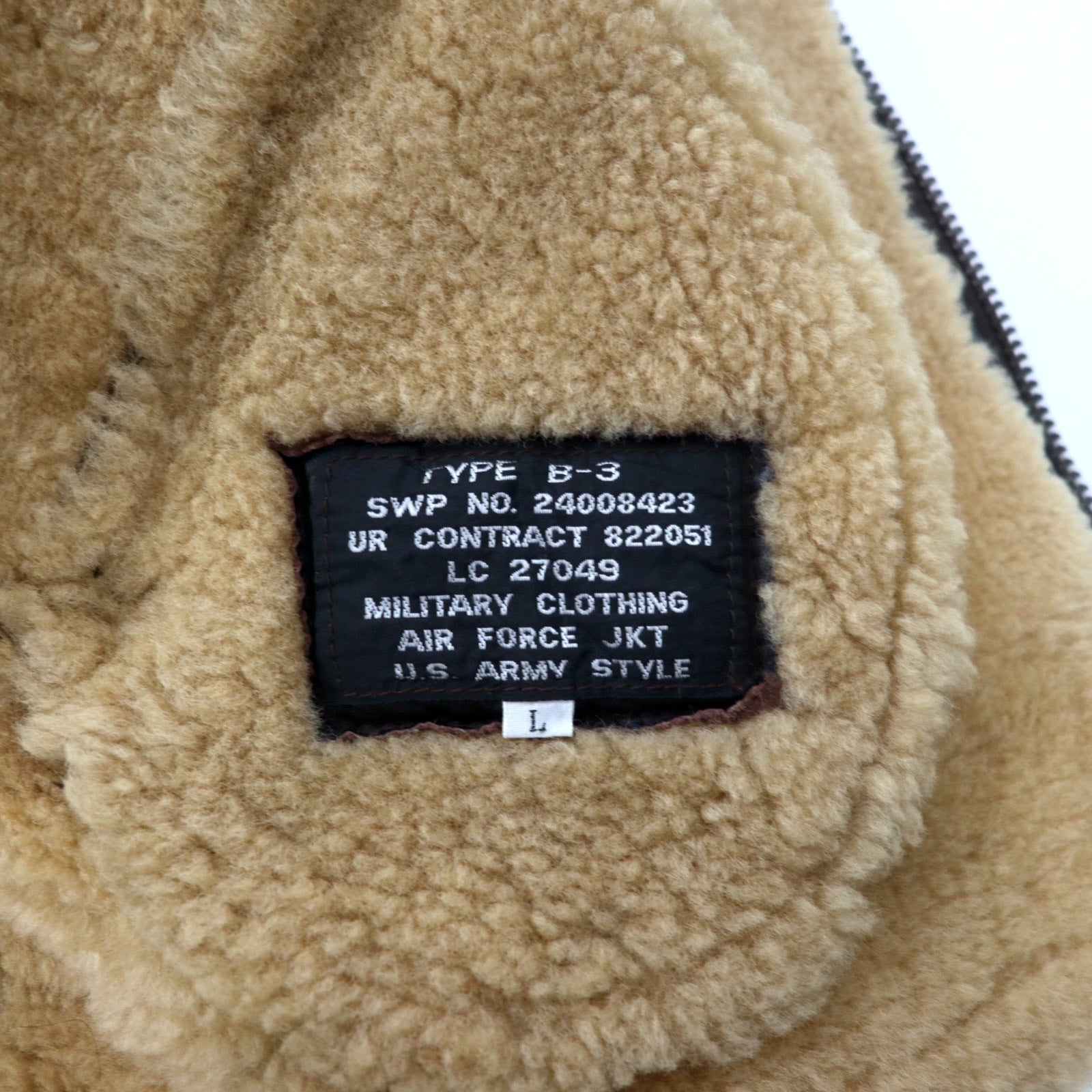 US AIR FORCE B-3 Mouton boa flight jacket L brown sheepskin