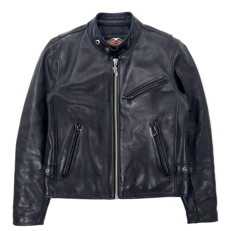 【Harley-Davidson】 シングルライダースジャケット HARLEY DAVIDSON Single Riders Leather Jacket M Black Cowhide