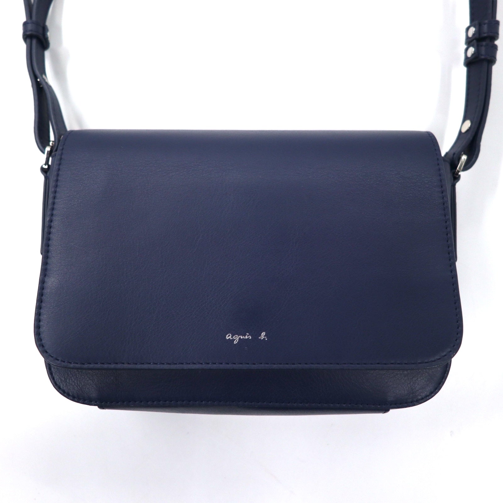 agnes b. Leather shoulder bag navy cowhide LS15-02 | eBay