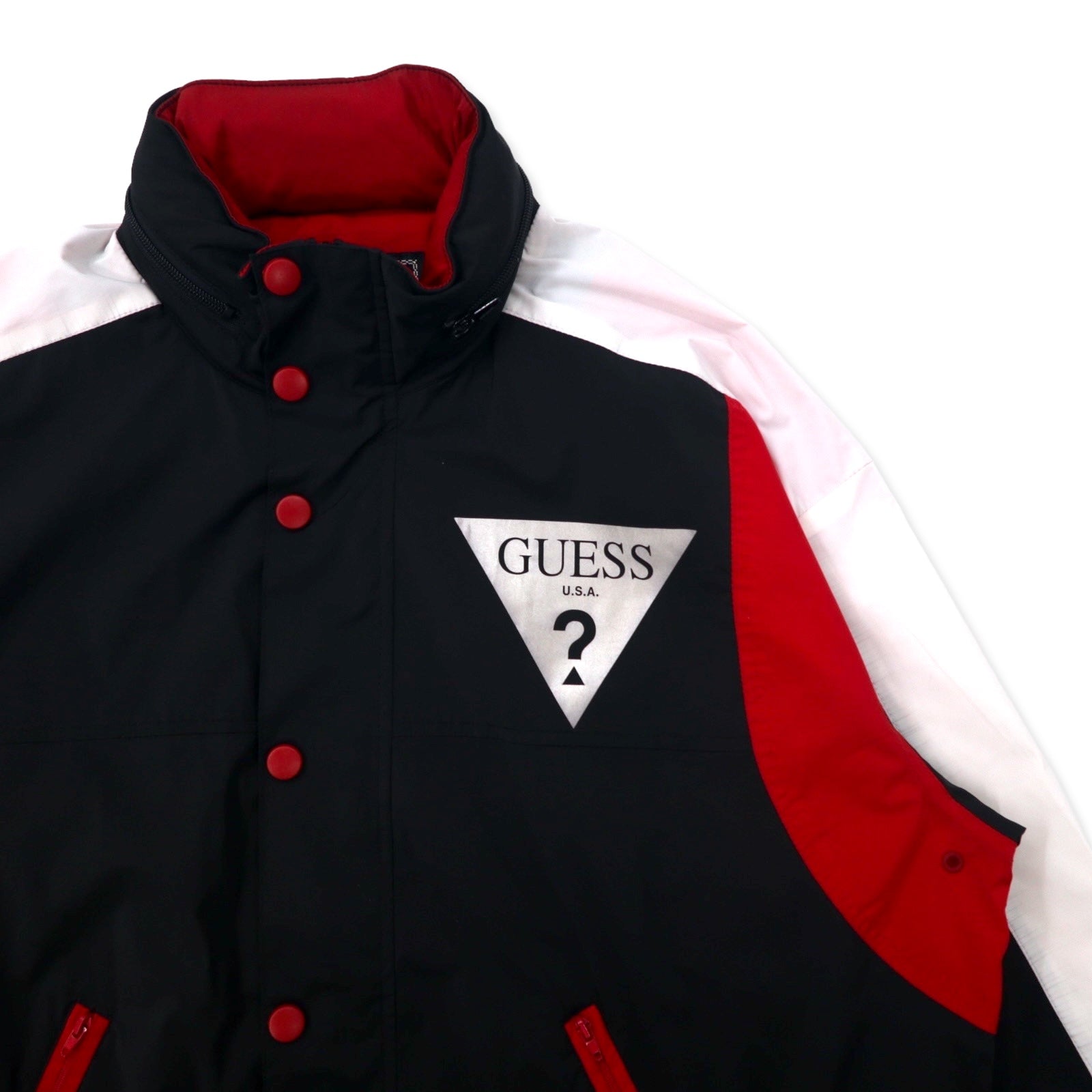 GUESS Triangle Logo Windbreaker Shell Jacket M Black