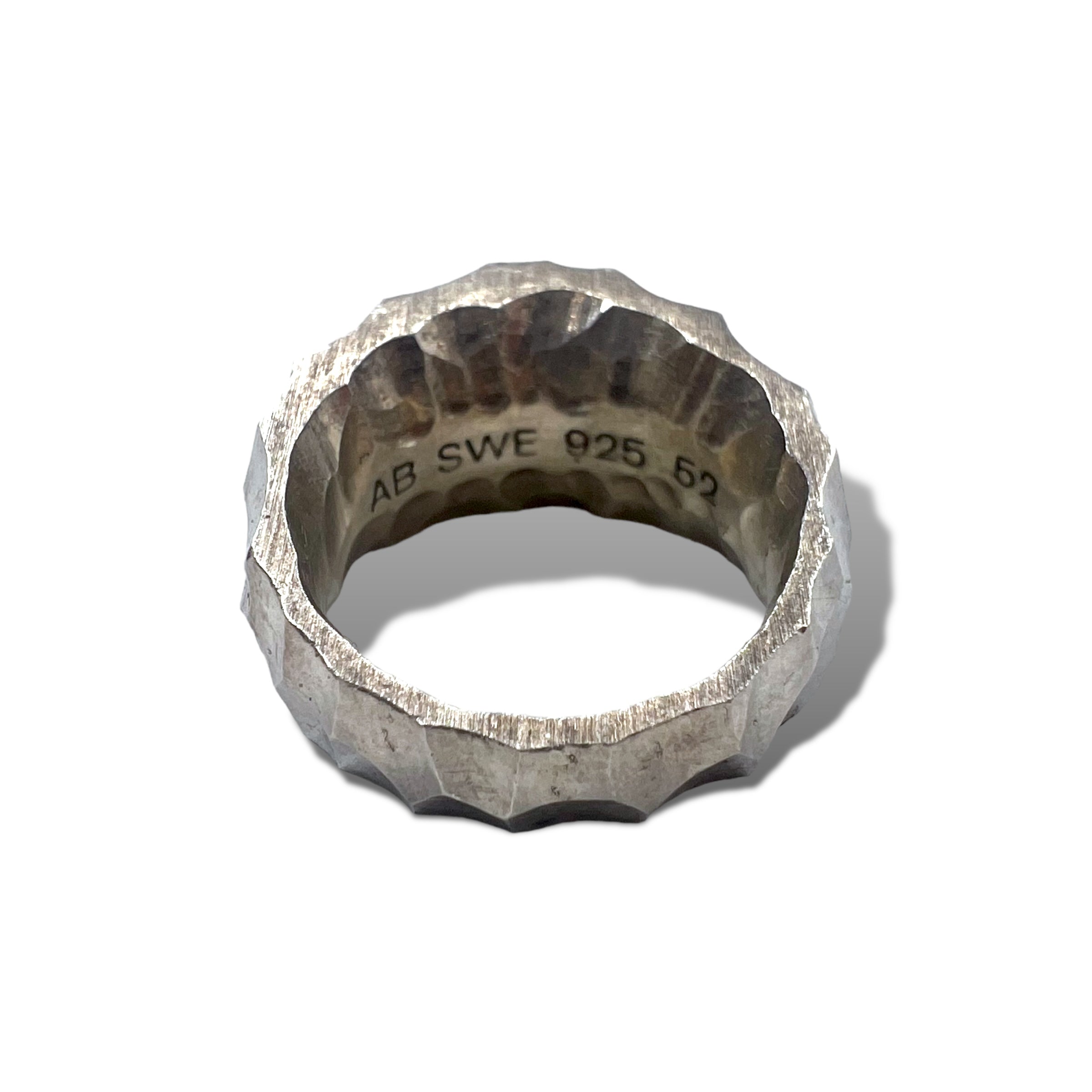 ALL BLUES Silver Ring US size #6.5 CARVED SILVER TIRE RING