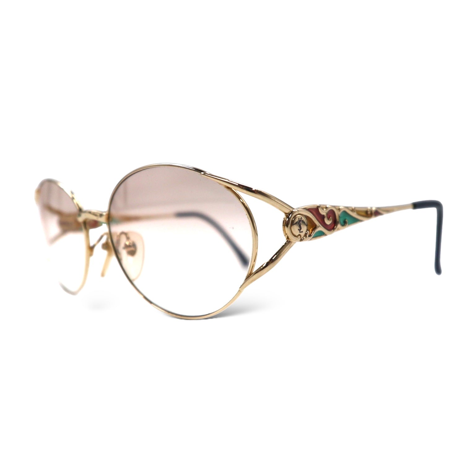 YVES SAINT LAURENT Vintage Sunglasses Gold Metal Collar Lens