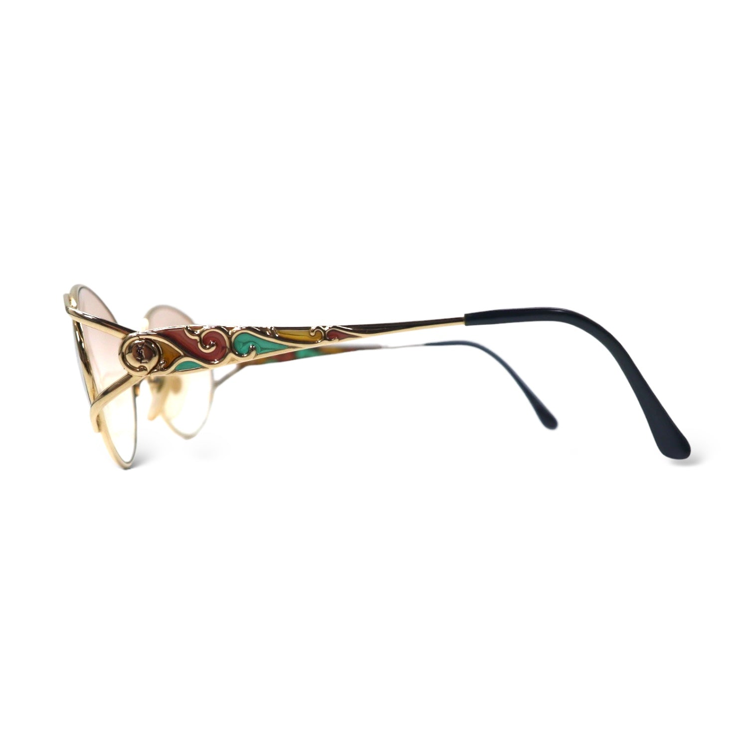 【ヴィンテージ】イヴサンローラン　サングラス　メタルフレーム　ゴールド　金色 YVES SAINT LAURENT Vintage Sunglasses Gold Metal Collar Lens