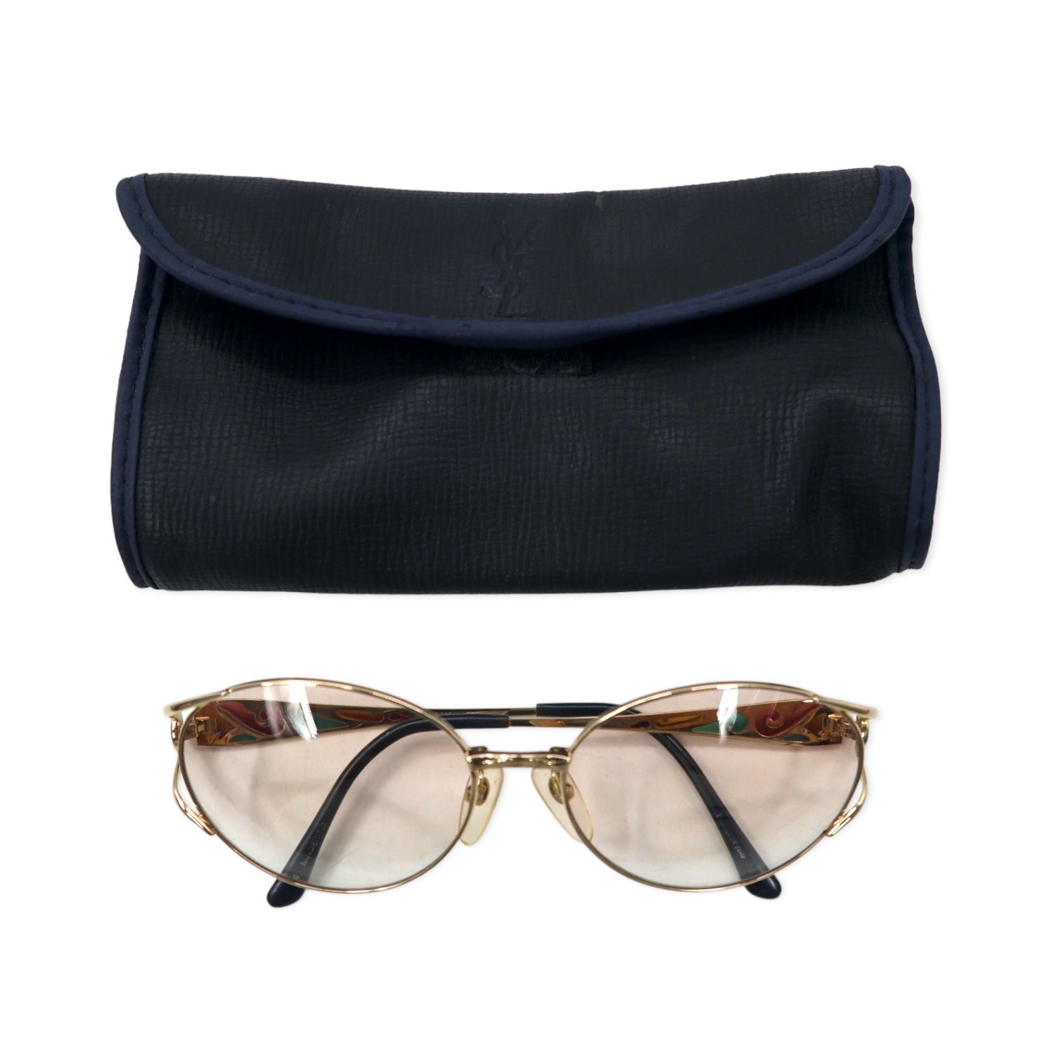 YVES SAINT LAURENT Vintage Sunglasses Gold Metal Collar Lens YSL
