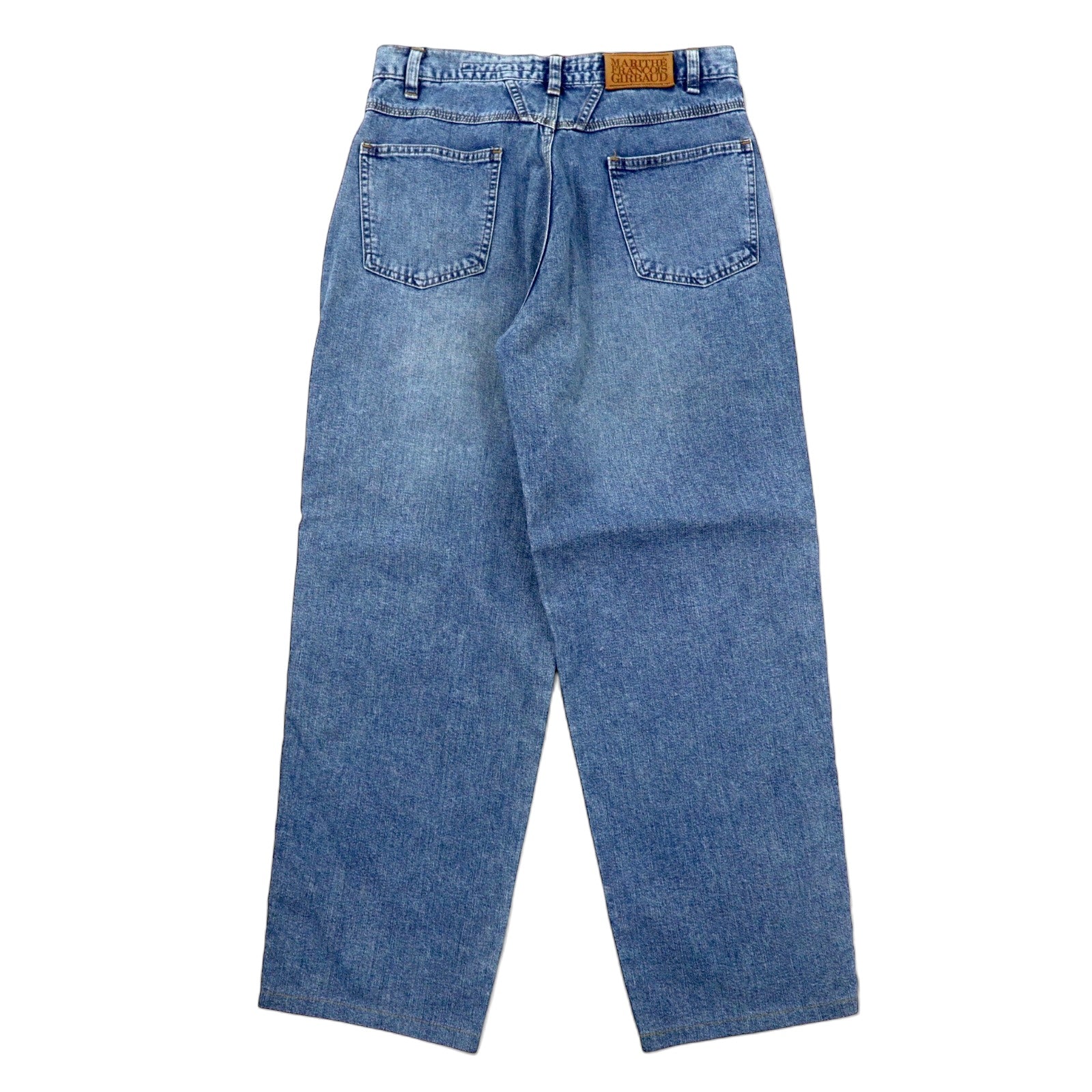 MARITHE FRANCOIS GIRBAUD Baggy Tapered Denim Pants S Blue Ice Wash