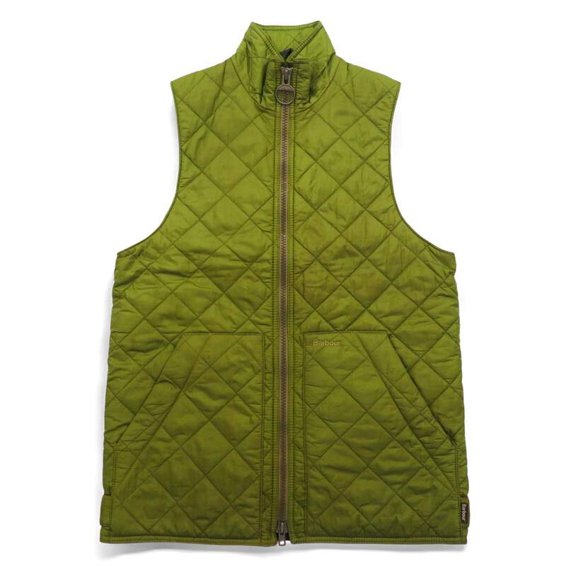 Barbour England Made Quilted Vest S Khaki FLYWEIGHT