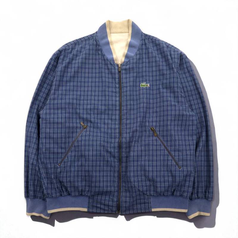 LACOSTE 80s Reversible Swing Top Harrington Jacket XL Navy and