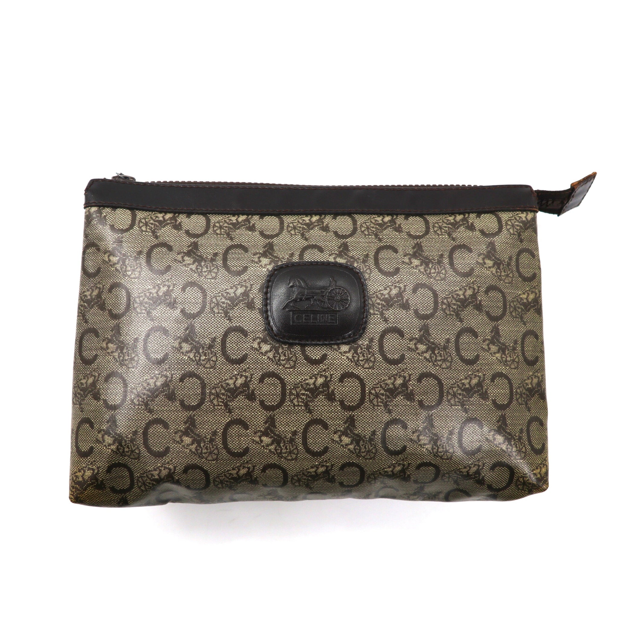 CELINE Pouch Black Leather PVC monogram M07 Vintage Italy CELINE Pouch Black Leather PVC monogram M07 Vintage Italy