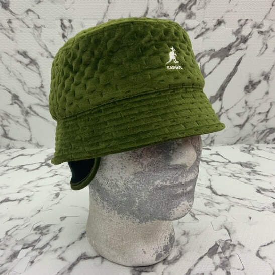 Men's Kangol Olive Green Dash Quilted Bin w/Ear Flaps Bucket Hat