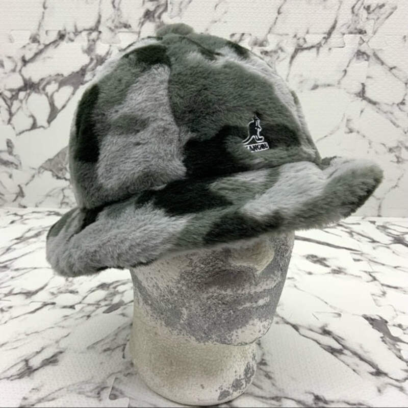 FUKASE KANGOL SMU Faux Fur Casua グレー　L Men's Kangol Grey Camo Faux Fur Fuzzy Casual Bucket Hat NWT & | eBay